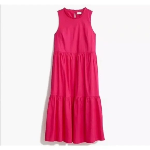 J. CREW Pink Sleeveless Tiered Cotton Summer Dress - Picture 3 of 9